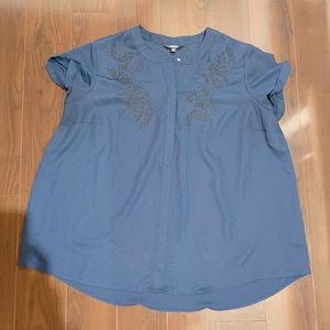 Simply Vera navy blouse with black embroidery